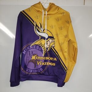 Minnesota Vikings NFL Purple and Gold Men's Hoodie Sweater Medium